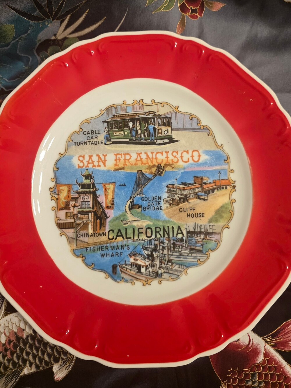 Vintage MCM 1950S 1960S San Francisco California Red Decorative Souvenir Plate